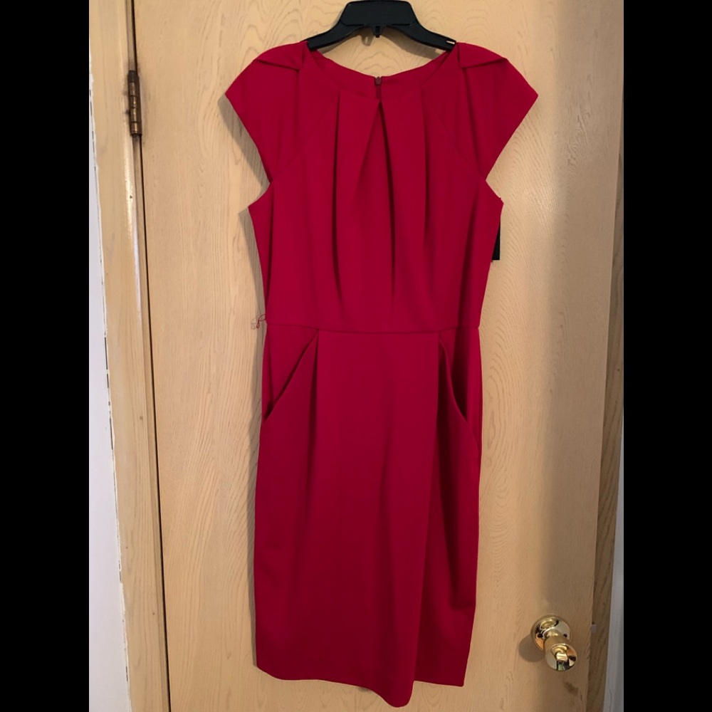 NWT ABS Collection red origami neck dress
